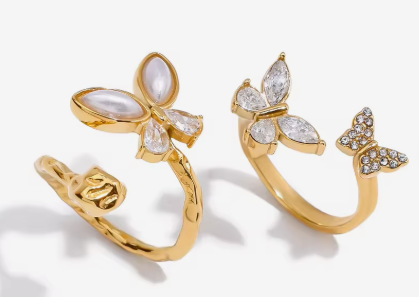 Women's 18K Gold-Plated Stainless Steel Rings
