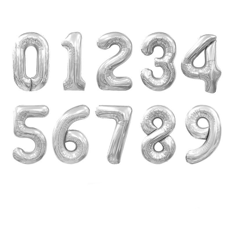 Silver 32 inch Number Happy Birthday Balloons