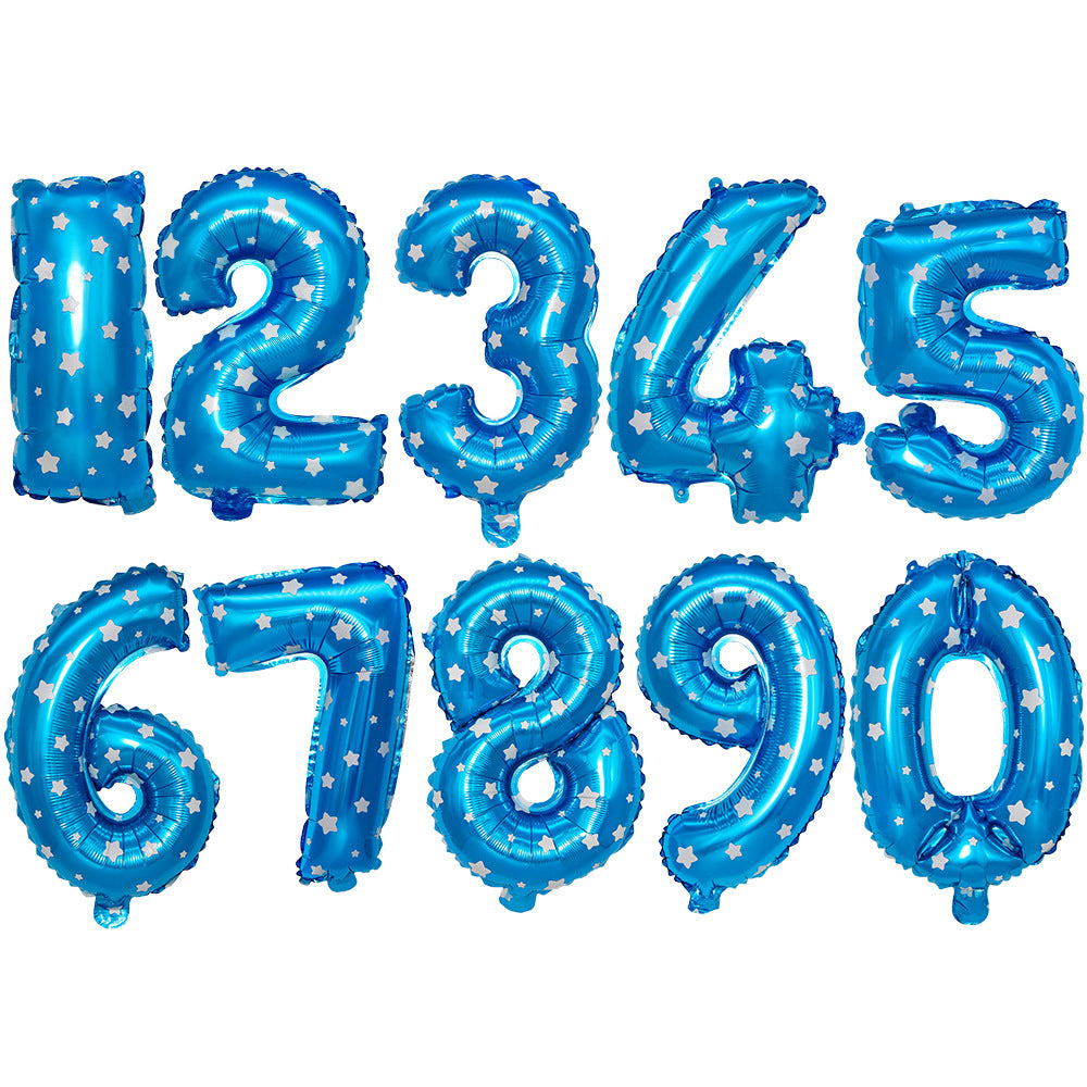 Blue Polka Dot 16 inch Number Happy Birthday Balloons